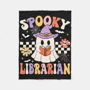 Cobertor De Velo Biblioteca de Halloween do Groovy Spooky Ghost Li
