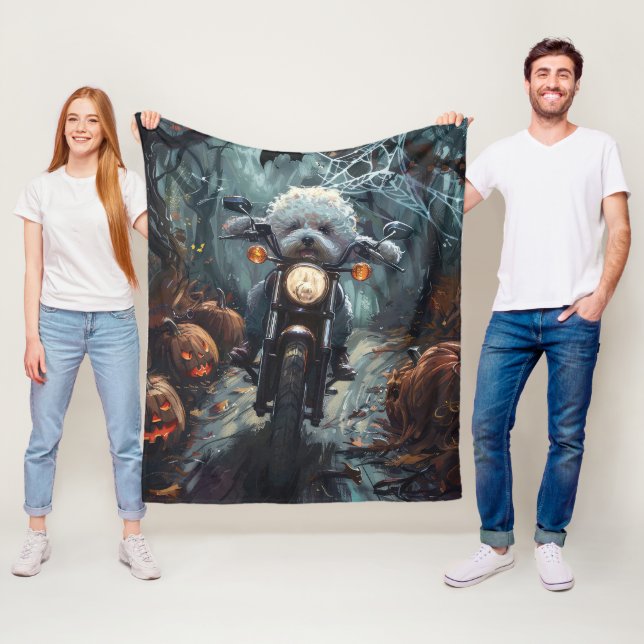 Cobertor De Velo Bichon Frise Andando Motocicleta Assusta (In Situ)