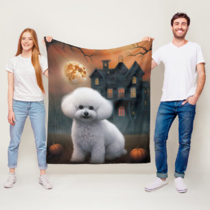 Cobertor De Velo Bichon Frise Halloween Assustador