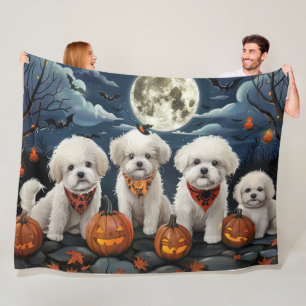 Cobertor De Velo Bichon Frise Halloween Spooky