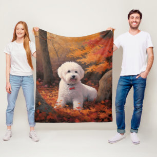 Cobertor De Velo Bichon Frise nas Folhas do outono Cai Inspire