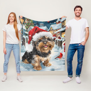 Cobertor De Velo Biewer Terrier Dog Winter Wonderland Natal Joy