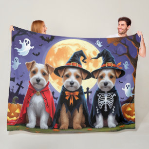 Cobertor De Velo Biewer Terrier Dogs Pumpkin Halloween Engraçado
