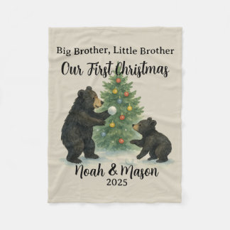 Cobertor De Velo Big Brother Little Brother Bear Custom Christmas