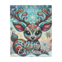 Big Eye Christmas Reindeer Folk Art Personalized