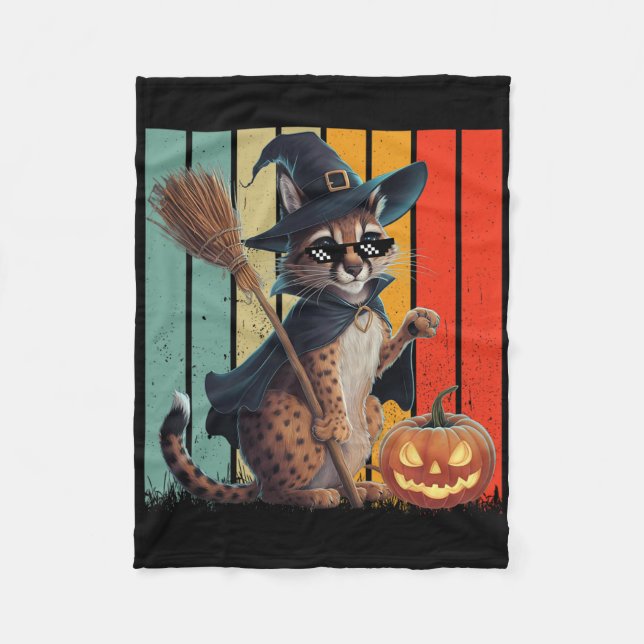 Cobertor De Velo Big Floppa Meme Caracal Cat Halloween (Frente)