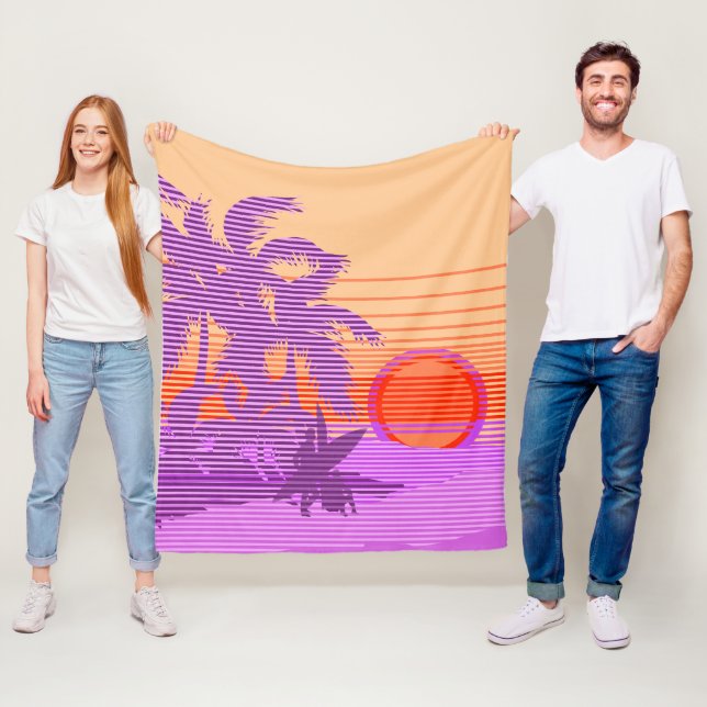 Cobertor De Velo Big Sunset Strike Hawaiian Surfers Violet (In Situ)