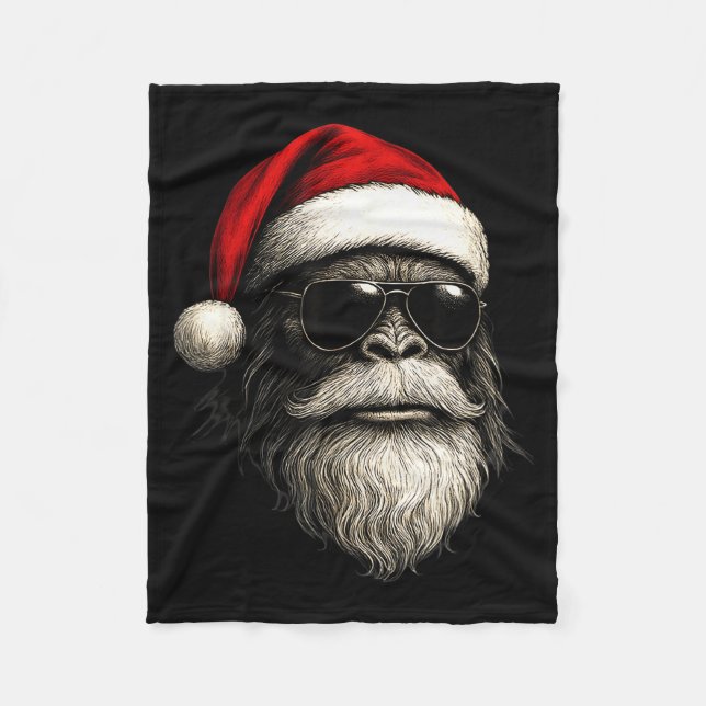 Cobertor De Velo Bigfoot Face Sungles Santa Christmas Funny Xmas Sa (Frente)