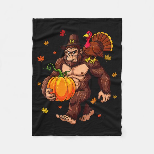 Cobertor De Velo Bigfoot Lgrim Turkey Pumpkin Thanksgiving Day Boys (Frente)