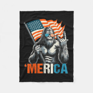 Cobertor De Velo Bigfoot Merica Rock American Flag Patriótico 4º