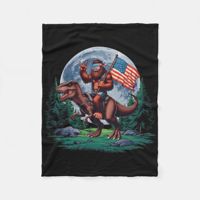 Cobertor De Velo Bigfoot Rock On Mullet Bandana Montando T-rex Lua  (Frente)