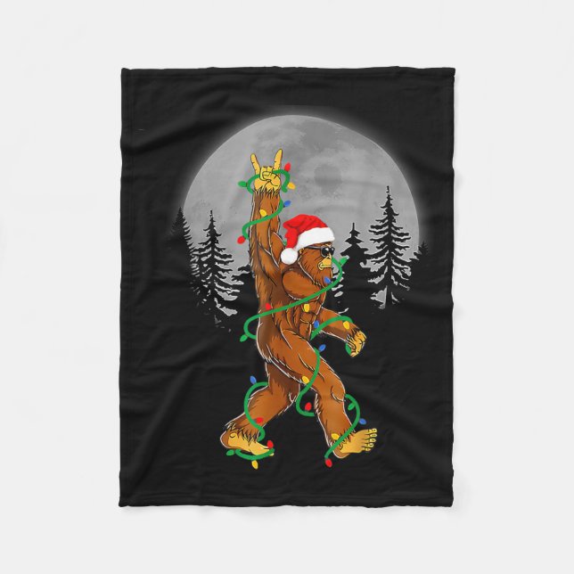 Cobertor De Velo Bigfoot Santa Christmas Tree Lights Funny Xmas Sas (Frente)