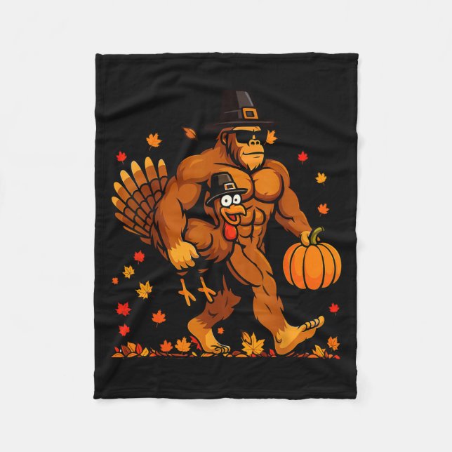 Cobertor De Velo Bigfoot Thanksgiving Turkey Funny Thanksgiving Sas (Frente)