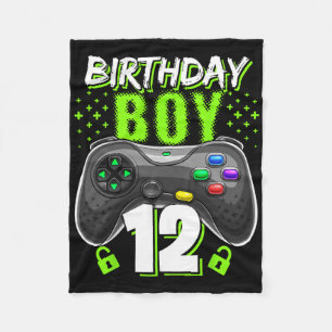 Cobertor De Velo Birthday Boy 12 Video Game Controller Gamer 12 B