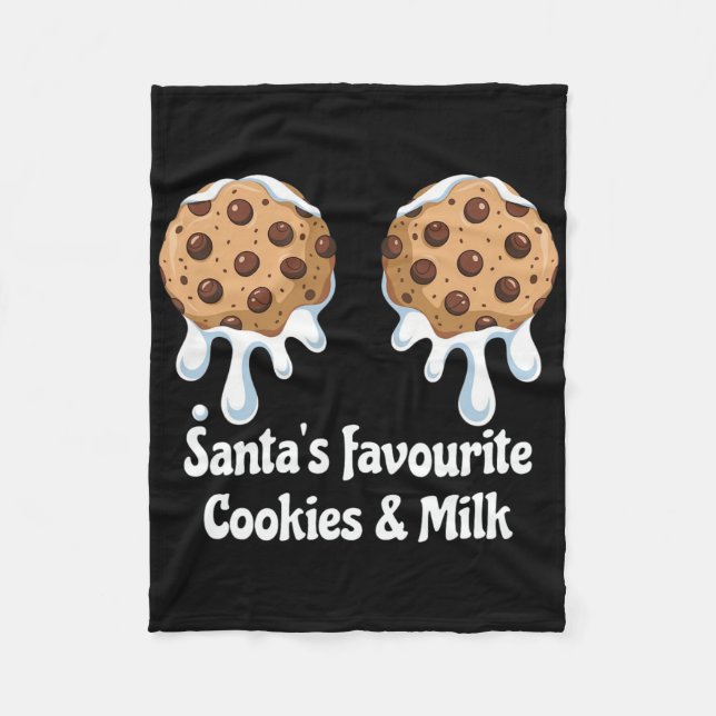 Cobertor De Velo Biscoitos e Leite Favoritos do Papai Noel Seios Fe (Frente)