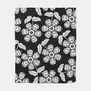 Cobertor De Velo Black and white doodle flower patternblack,abstrac
