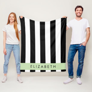 Cobertor De Velo Black and White Stripes, Stripes, Linhas, Seu Nome