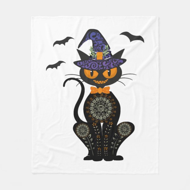 Cobertor De Velo Black Cat Halloween (Frente)