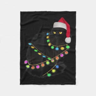 Cobertor De Velo Black Cat Santa Hat Árvore Clara Engraçado Frio Ch