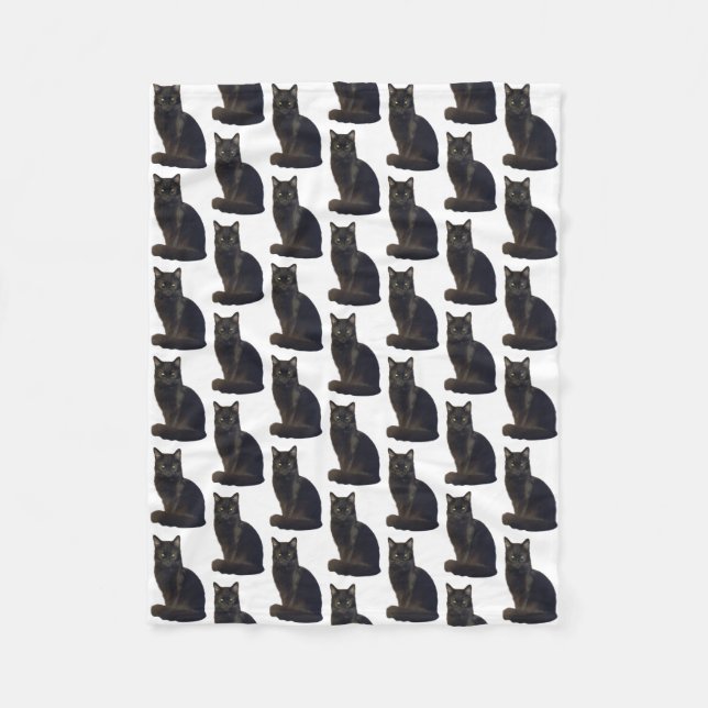 Cobertor De Velo Black Cat Staring Ominosamente Photo Cutout White (Frente)
