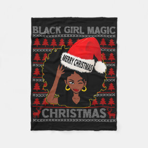 Cobertor De Velo Black Girl Magic Feliz Natal Afro-Americano