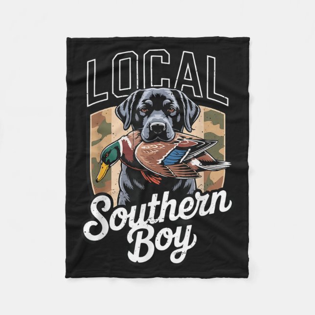 Cobertor De Velo Black Lab Dog Local Southern Boy Camo Duck Hunting (Frente)
