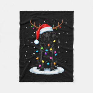 Cobertor De Velo Black Lab Labrador Cachorro De Natal Rena Luzes P