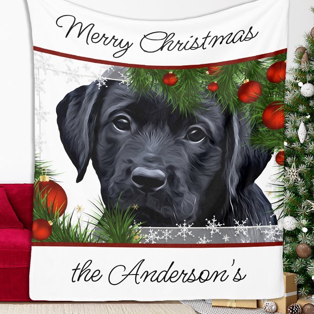 Cobertor De Velo Black Lab Merry Christmas Puppy Labrador (Criador carregado)