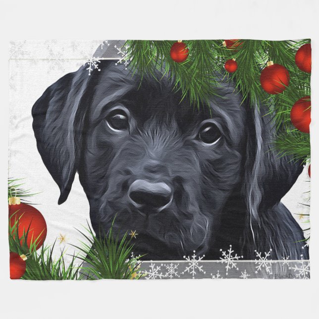 Cobertor De Velo Black Labrador Christmas (Frente (Horizontal))