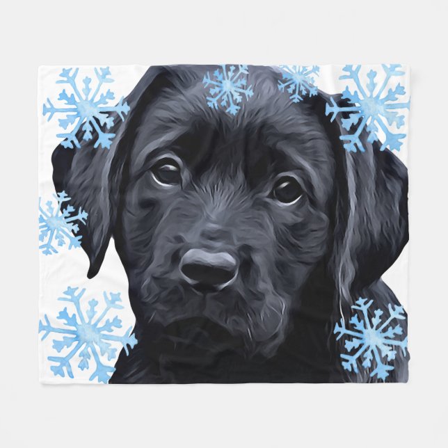 Cobertor De Velo Black Labrador Puppy Dog Feliz Natal (Frente (Horizontal))