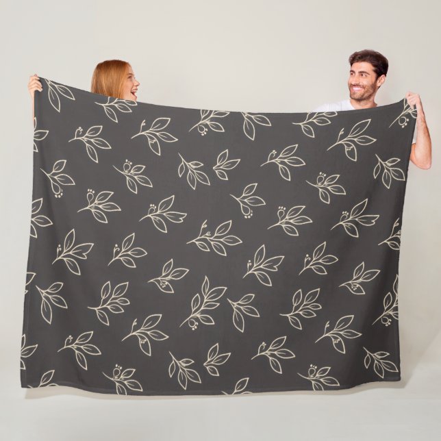 Cobertor De Velo Black Leaf Throw Blanket (In Situ)