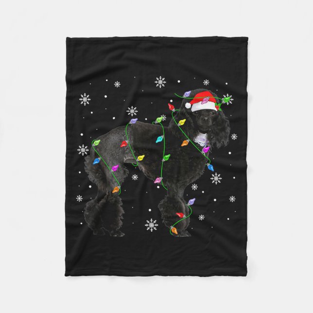 Cobertor De Velo Black Odle Dog Christmas Lights Funny Santa Hat Do (Frente)