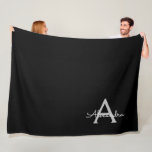 Cobertor De Velo Black Silver Modern Script Girly Monographic Name<br><div class="desc">Nome do Monograma Simples de Script Preto e Prateado e Folheto Inicial. Isto faz o doce e perfeito aniversário de 16 anos,  casamento,  chá de panela,  aniversário,  chá de fraldas ou festa de solteira presente para alguém que ama luxo de luxo e estilos quíticos.</div>