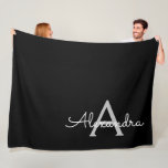Cobertor De Velo Black Silver Modern Script Girly Monographic Name<br><div class="desc">Nome do Monograma Simples de Script Preto e Prateado e Folheto Inicial. Isto faz o doce e perfeito aniversário de 16 anos,  casamento,  chá de panela,  aniversário,  chá de fraldas ou festa de solteira presente para alguém que ama luxo de luxo e estilos quíticos.</div>