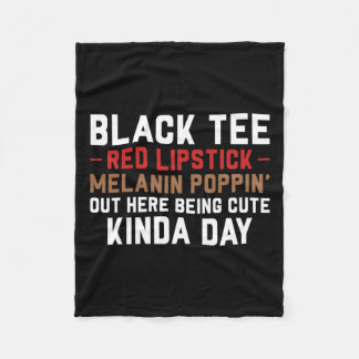 Cobertor De Velo Black Tee Red Lipstick Melanin Brown Skin Black Hi