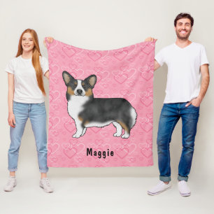 Cobertor De Velo Black Tri Pembroke Welsh Corgi Hearts Com Nome