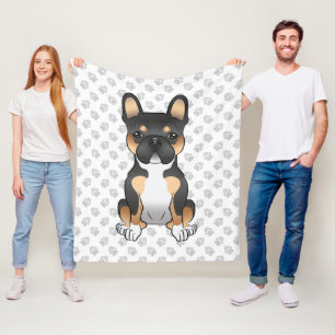 Cobertor De Velo Black Tricolor French Buldogue Frenchie Dog & Paws