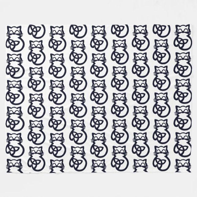 Cobertor De Velo Black Trinity Knot Celtic Cat Fleece (Frente (Horizontal))