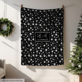 Cobertor De Velo Black White Botanical Blanket Personalized Minimal
