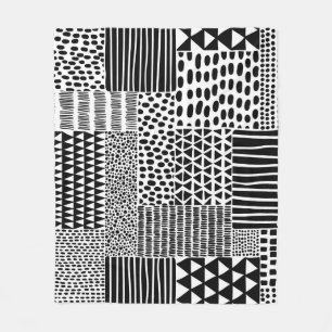 Cobertor De Velo Black White Doodle: Etnia sem costura