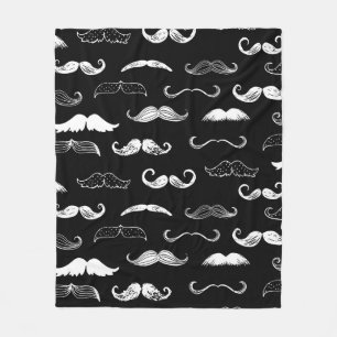 Cobertor De Velo Black & White Moustache Seamless Repeat Background