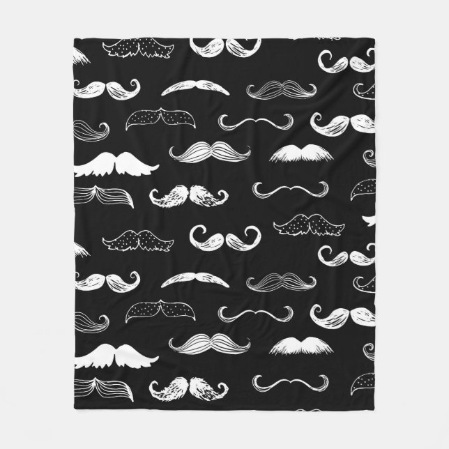 Cobertor De Velo Black & White Moustache Seamless Repeat Background (Frente)
