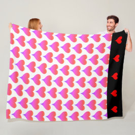 Cobertor De Velo Black White Pink Purple Red Hearts Pattern