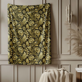 Cobertor De Velo Blanket Barroco ornamentado Dourado e Negro