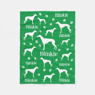 Cobertor De Velo Blanket de Cachorro Personalizado Verde de Whippet