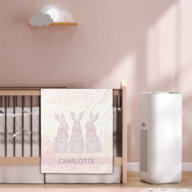 Cobertor De Velo Blanket de Páscoa de coelho personalizado (Personalized Lace Bunny Easter Blanket)
