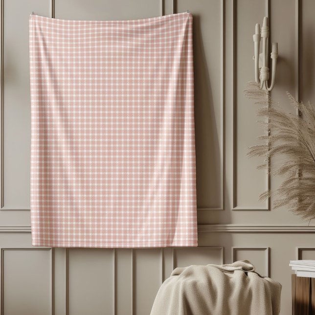 Cobertor De Velo Blanket Dourado rosa com estilo de Xadrez clássico (Rose Gold Blanket with Classic Plaid Style)