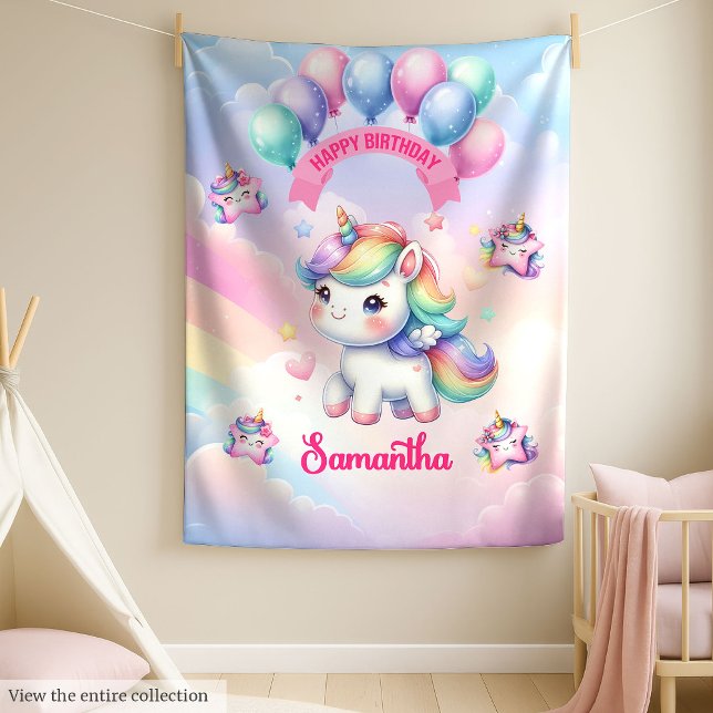 Cobertor De Velo Blanket Personalizado Rapariga do Unicórnio Doce (Sweet Unicorn Blanket Personalized Girl Birthday)