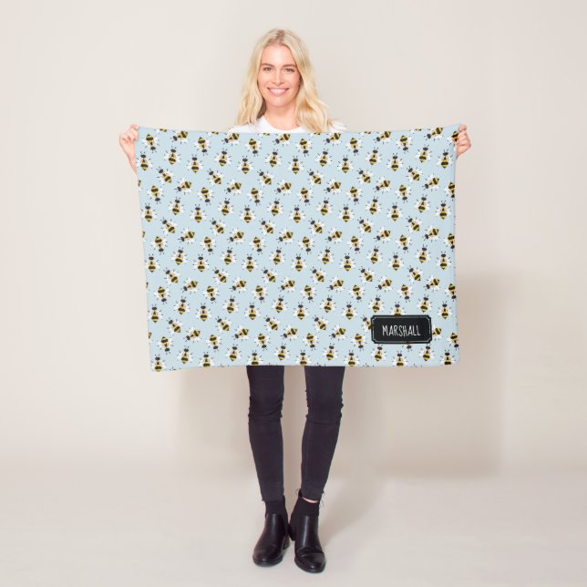 Cobertor De Velo Blanket Rustic Bee Boy com nome personalizado (In Situ)
