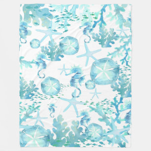 Cobertor De Velo Blanket Teal Blue Seacavalo Sandól Seashell